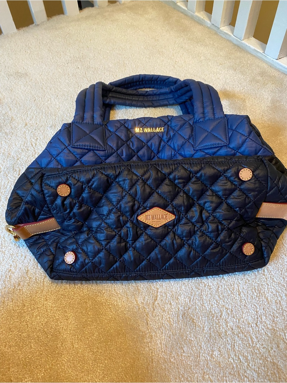 MZ Wallace Medium Sutton Navy/Black Colorblock Original - Picture 4 of 11
